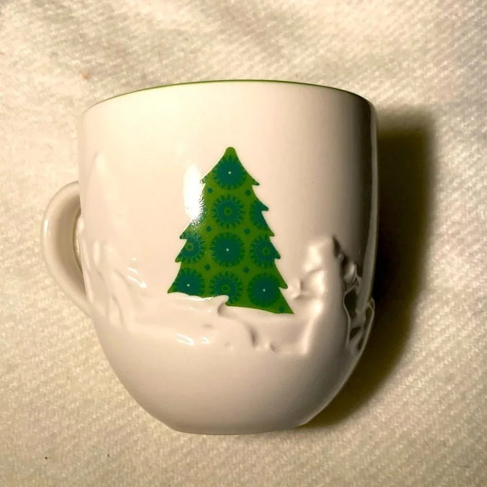 STARBUCKS 3D CHRISTMAS TREE SNOWMAN CUP/MUG
